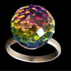 Vintage, Swarovski, rainbow watermelon ring